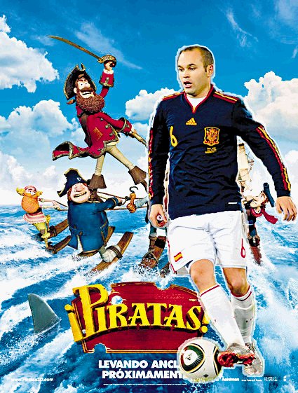  Iniesta es el pirata. Estrella del fútbol y ahora también estrella de cine.Internet