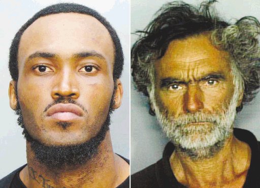  Caníbal con vudú o drogado. El primero a la izquierda se comía al segundo en Miami. AP.
