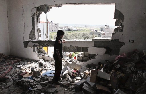 Esta vivienda de Gaza fue impactada por una bomba.  AP.
