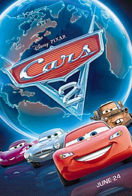 Cartelera de cine. Cars 2 3D. El Rayo McQueen y su amigo Mate cruzan el océano para hacer realidad el nuevo sueño del coche rojo: ganar en el primer Grand Prix Mundial.