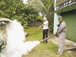  CCSS en alerta ante aumento de dengue. Salud fumig&#x00F3; Pueblo Nuevo, Lim&#x00F3;n, en setiembre.Archivo.