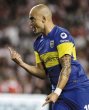Boca se comió la cima. Santiago Silva festeja el gol. Boca ganó convenciendo. AP.