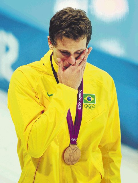 Brasil sin sumar. César Cielo tuvo que conformarse con la medalla de bronce en los 50 metros libres.EFE.