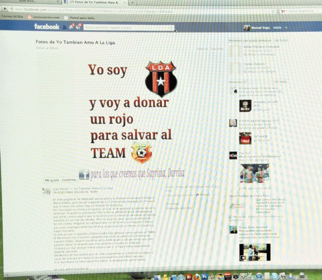  La teletón del fútbol. El perfil en facebook, de un liguista, invita a solidarizarse con los rojiamarillos.Tomado de facebook