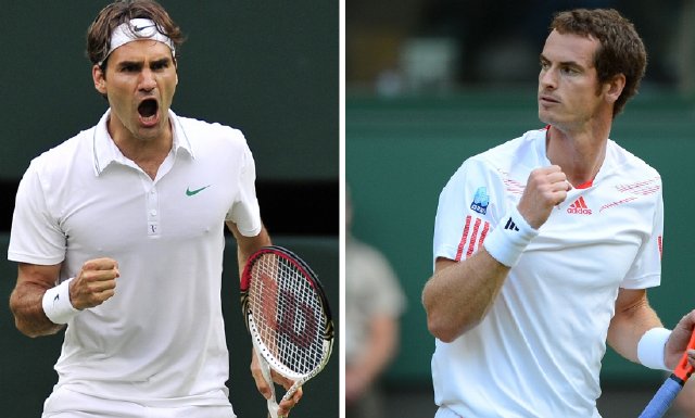 Federer vs Murray en la final de Wimbledon. Roger Federer y Andy Murray. AFP