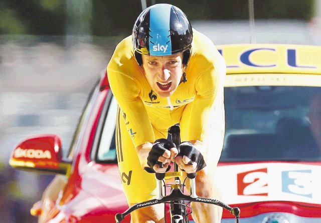  “Sin la “bici” sería una máquina”. El británico Bradley Wiggins aprovechó la contrarreloj y es más líder del Tour de Francia.EFE.