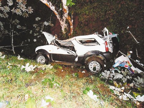  Fallece al colisionar contra árbol de guarumo. El Suzuki quedó destrozado tras el impacto. Alfonso Quesada.