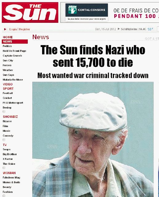  Hallan al nazi más buscado Laszlo Csatary, de 97 años apareció en Budapest, Hungría