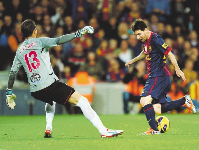 Barça gana e impone récord. Messi no pudo anotar un gol para dedicarselo a su hijo Thiago.Foto: AFP