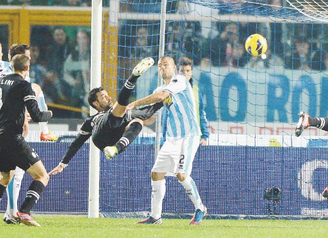 Juventus golea al Pescara. El delantero Quagliarella se lució en la paliza de la “Juve”. Foto: EFE.