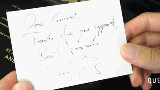  De Federer para Piqué. El regalo de Federer venía en una caja negra con el número 287 en la tapa, y esta nota de agradecimiento. Internet.