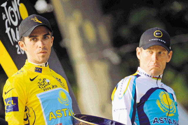  “A Armstrong se le está linchando”. Su relación en el 2009 en el Astana, cuando Contador ganó el Tour, no fue buena. Archivo