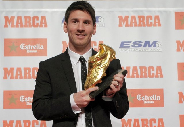 Leo Messi, galardonado con la Bota de Oro. Foto: AFP