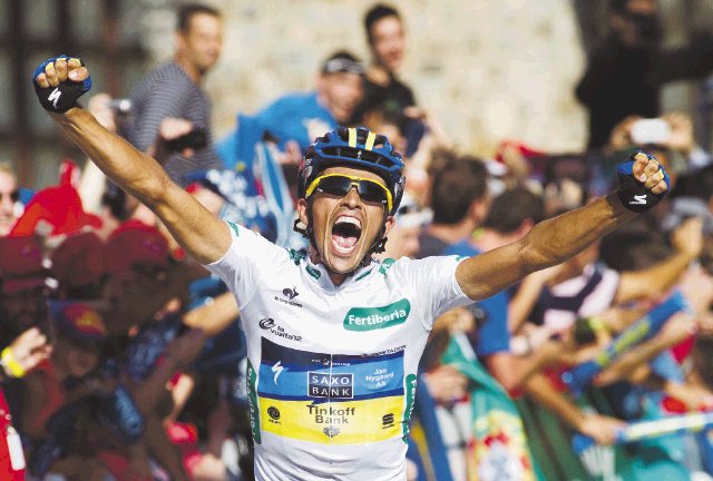 Contador fulminante. Eufórico tras el titánico esfuerzo. ¿Le alcanzará para ganar la Vuelta española?AFP.